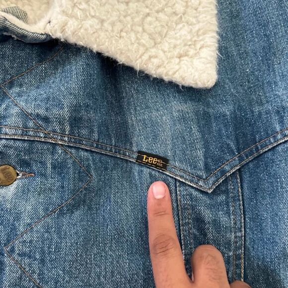 Vintage 70s Lee Storm Rider Sherpa Lined Ranch Denim Trench Coat Size XL/XXL - Picture 4 of 7